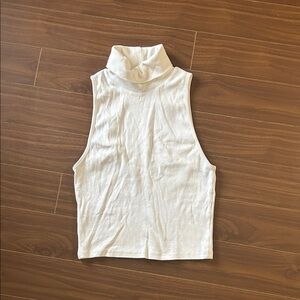 ZARA White Turtleneck Tank Top